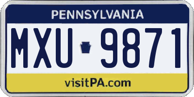 PA license plate MXU9871
