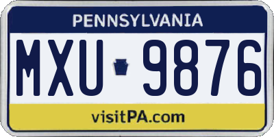 PA license plate MXU9876