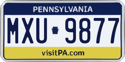 PA license plate MXU9877