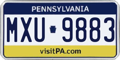 PA license plate MXU9883