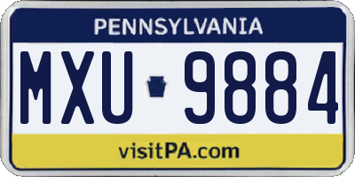 PA license plate MXU9884