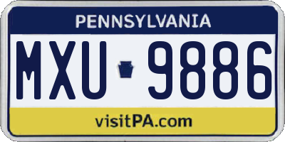 PA license plate MXU9886