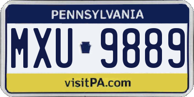 PA license plate MXU9889