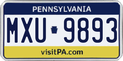 PA license plate MXU9893