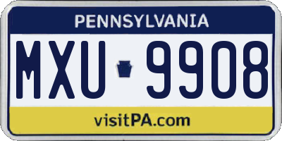 PA license plate MXU9908