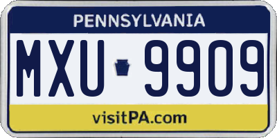 PA license plate MXU9909