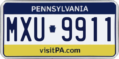 PA license plate MXU9911