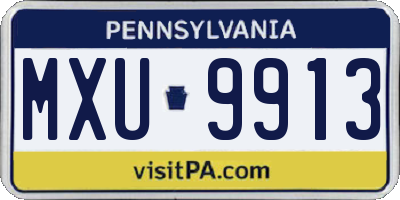 PA license plate MXU9913