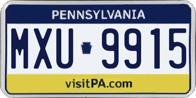 PA license plate MXU9915
