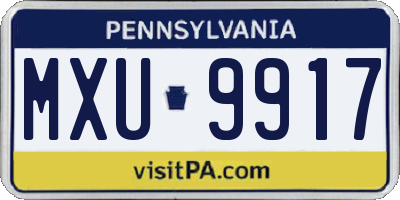 PA license plate MXU9917