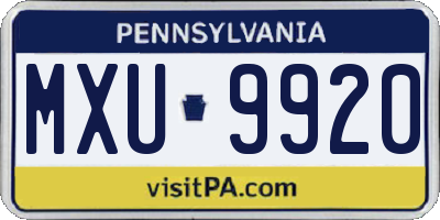 PA license plate MXU9920