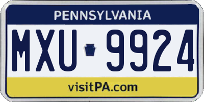 PA license plate MXU9924