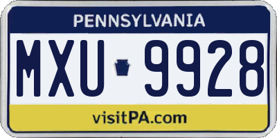 PA license plate MXU9928