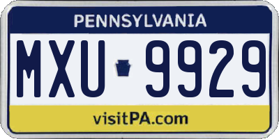 PA license plate MXU9929