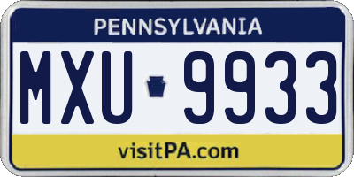 PA license plate MXU9933