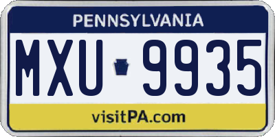PA license plate MXU9935