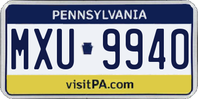 PA license plate MXU9940