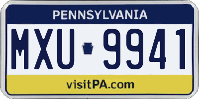 PA license plate MXU9941