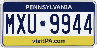 PA license plate MXU9944