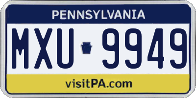 PA license plate MXU9949