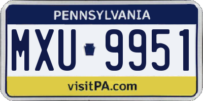 PA license plate MXU9951