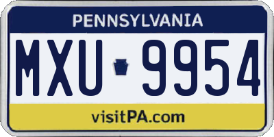 PA license plate MXU9954