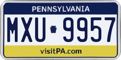 PA license plate MXU9957