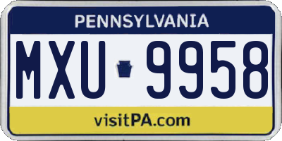 PA license plate MXU9958