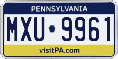 PA license plate MXU9961