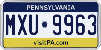 PA license plate MXU9963