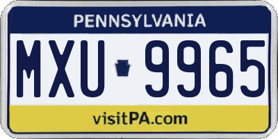 PA license plate MXU9965