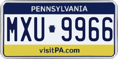 PA license plate MXU9966