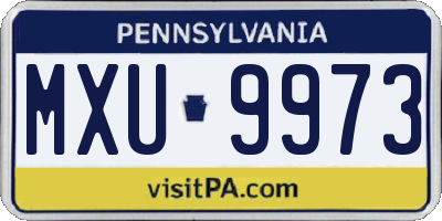 PA license plate MXU9973