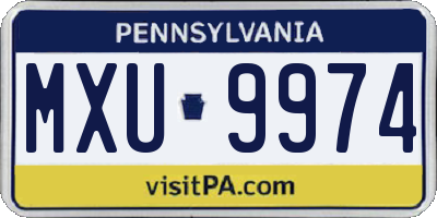 PA license plate MXU9974