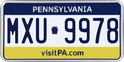 PA license plate MXU9978