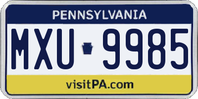 PA license plate MXU9985