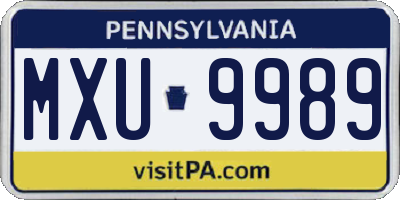 PA license plate MXU9989