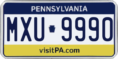 PA license plate MXU9990