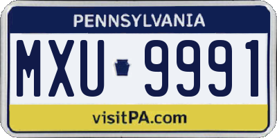 PA license plate MXU9991