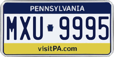PA license plate MXU9995