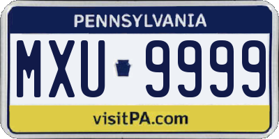 PA license plate MXU9999