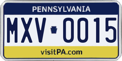PA license plate MXV0015