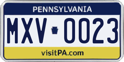 PA license plate MXV0023