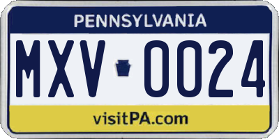 PA license plate MXV0024