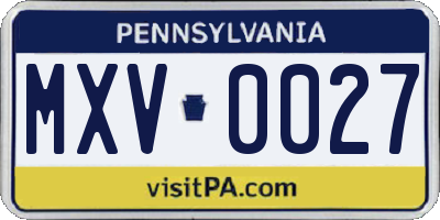PA license plate MXV0027