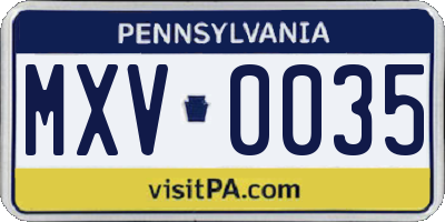 PA license plate MXV0035
