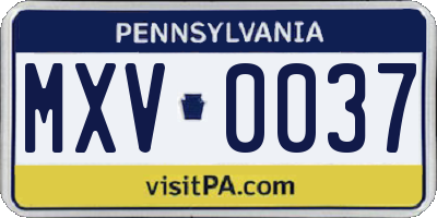PA license plate MXV0037