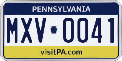 PA license plate MXV0041