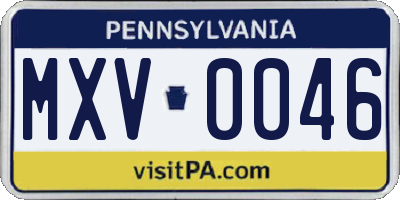 PA license plate MXV0046