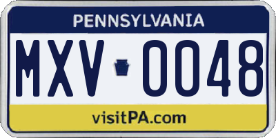 PA license plate MXV0048